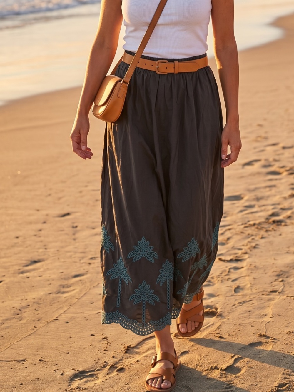 Ryland Eyelet Drawstring skirt. Black with pockets